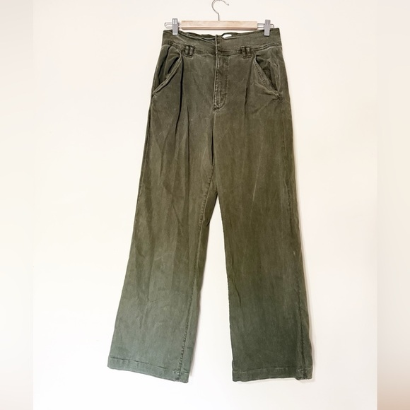 Frame Cinched High Rise Wide Leg Pants Military Green Size 29 - Picture 2 of 12